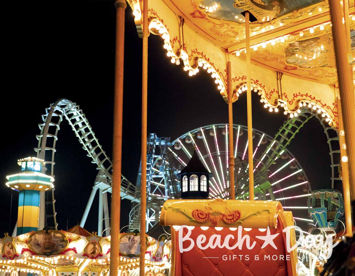 Wildwood boardwalk lights at night