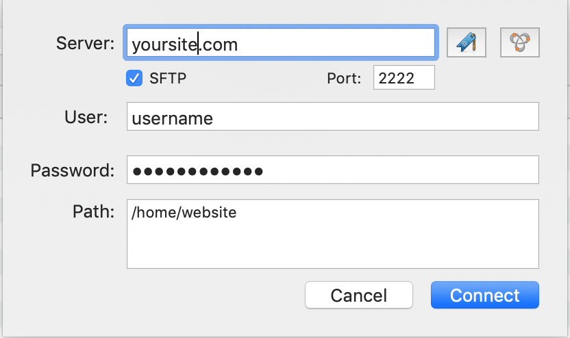 BBEdit FTP/SFTP connection window
